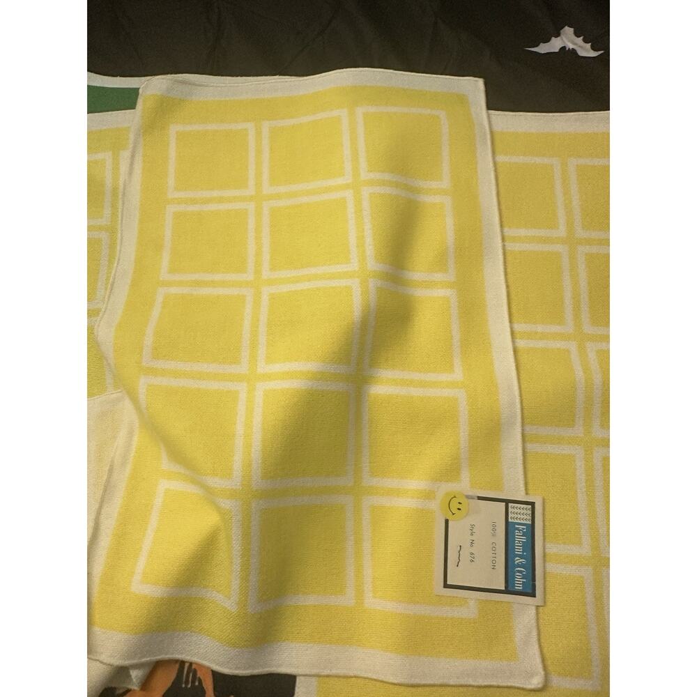 Fallani & Cohn Kitchen Tea Towel Cotton Quick Set Yellow Green Lot 6 Geometric